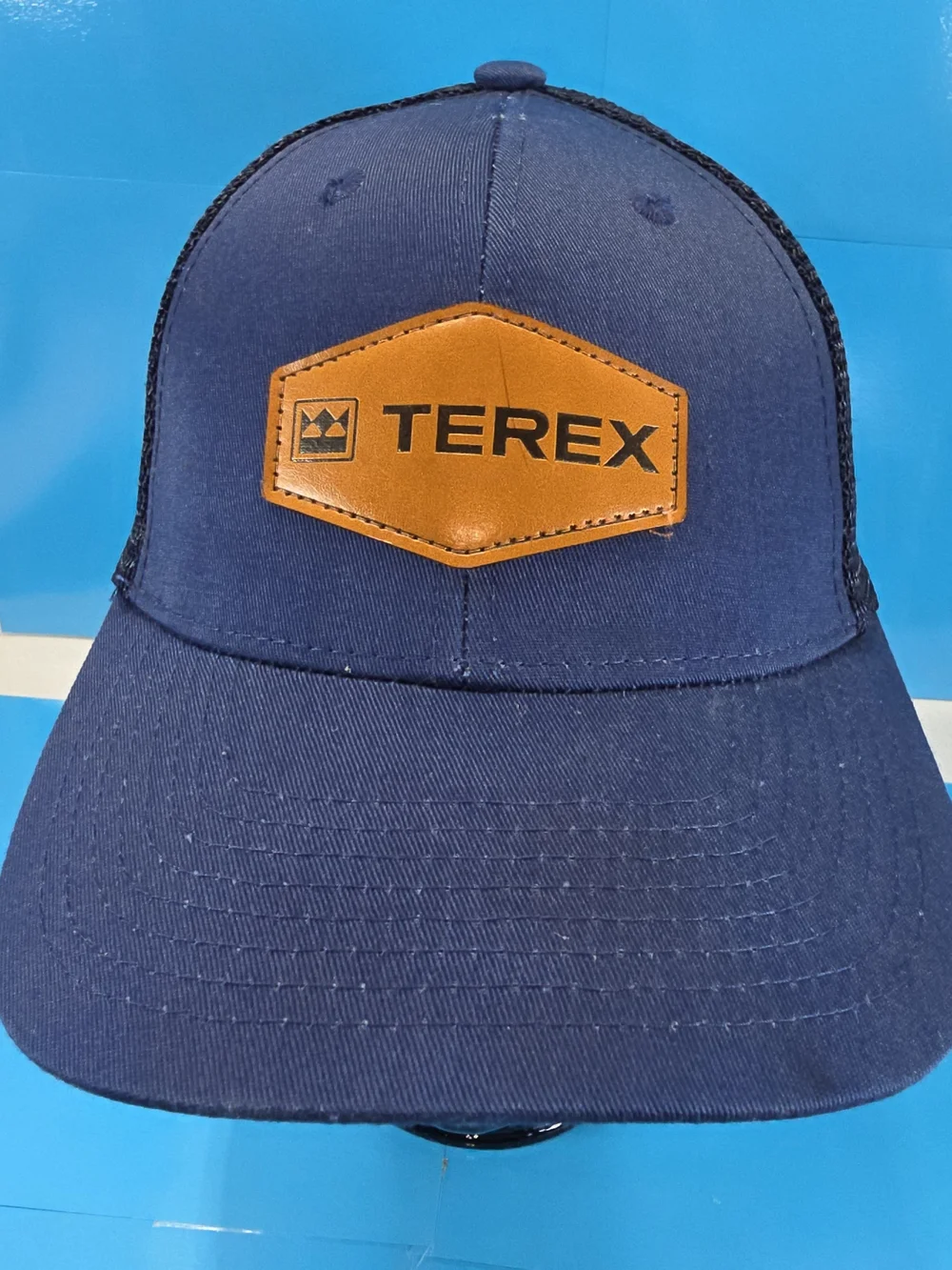 Men's Navy and Black Trucker Hat with Leather Patch